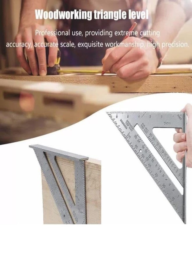 VITSZEE Double Side Triangle Scale Heavy Duty Strong Cast Aluminum Body Accurate Rafter Square Carpenter Measuring Triangle Ruler Protractor for Woodworking and Carpentry - Image 2